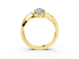 Yellow gold Fancy Blue Pear  Solitaire Twisted Band with Prong Setting_6