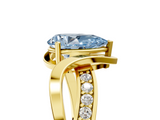 Yellow gold Fancy Blue Pear  Solitaire Twisted Band with Prong Setting_8
