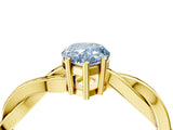 Yellow gold Fancy Blue Pear  Solitaire Twisted Pave Diamond Ring with Four-Prong Setting_97