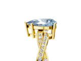 Yellow gold Fancy Blue Pear  Solitaire Twisted Pave Diamond Ring with Four-Prong Setting_98