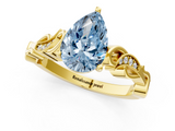 Yellow gold Fancy Blue Pear  Solitaire Vine Band with Milgrain Prong Setting_4