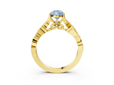 Yellow gold Fancy Blue Pear  Solitaire Vine Band with Milgrain Prong Setting_6