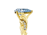 Yellow gold Fancy Blue Pear  Solitaire Vine Band with Milgrain Prong Setting_8