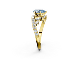 Yellow gold Fancy Blue Pear  Solitaire with Pavé Twist Band and Four-Prong Setting_56