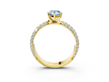 Yellow gold Fancy Blue Pear  Solitaire with Pave Band and Four-Prong Setting_6