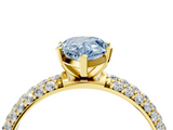 Yellow gold Fancy Blue Pear  Solitaire with Pave Band and Four-Prong Setting_7