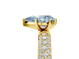 Yellow gold Fancy Blue Pear  Solitaire with Pave Band and Four-Prong Setting_8