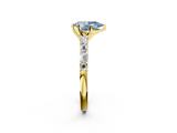 Yellow gold Fancy Blue Pear  Solitaire with Side Baguettes and Channel Set Band_61