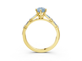 Yellow gold Fancy Blue Pear  Solitaire with Side Baguettes and Channel Set Band_62