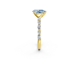 Yellow gold Fancy Blue Pear  Solitaire with Side Stones on a Pavé Band and Four-Prong Setting_25