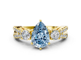 Yellow gold Fancy Blue Pear  Three-Stone Diamond Ring with Pavé Split Shank and Four-Prong Setting_62
