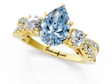 Yellow gold Fancy Blue Pear  Three-Stone Diamond Ring with Pavé Split Shank and Four-Prong Setting_63
