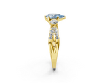 Yellow gold Fancy Blue Pear  Three-Stone Diamond Ring with Pavé Split Shank and Four-Prong Setting_64