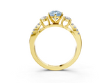 Yellow gold Fancy Blue Pear  Three-Stone Diamond Ring with Pavé Split Shank and Four-Prong Setting_65