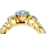 Yellow gold Fancy Blue Pear  Three-Stone Diamond Ring with Pavé Split Shank and Four-Prong Setting_66