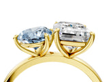 Yellow gold Fancy Blue Pear  and Emerald Cut Toi Moi Ring with Prong Setting_65
