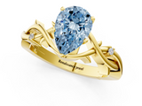 Yellow gold Fancy Blue Pear cut Solitaire Twisted Band Prong Setting Ring_189