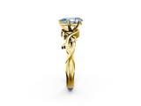 Yellow gold Fancy Blue Pear cut Solitaire Twisted Band Prong Setting Ring_190