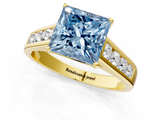 Yellow gold Fancy Blue Princess  Brilliant Channel-Set Solitaire Ring with Four-Prong Setting_21