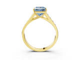 Yellow gold Fancy Blue Princess  Brilliant Channel-Set Solitaire Ring with Four-Prong Setting_23