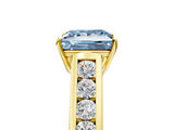 Yellow gold Fancy Blue Princess  Brilliant Channel-Set Solitaire Ring with Four-Prong Setting_25