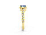 Yellow gold Fancy Blue Princess  Brilliant Cut Diamond Engagement Ring with Pavé Band and Four-Prong Setting_52