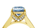 Yellow gold Fancy Blue Princess  Brilliant Cut Diamond Engagement Ring with Pavé Band and Four-Prong Setting_54