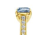 Yellow gold Fancy Blue Princess  Brilliant Cut Diamond Engagement Ring with Pavé Band and Four-Prong Setting_55