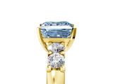 Yellow gold Fancy Blue Princess  Brilliant Cut Diamond Five-Stone Prong Set Engagement Ring with Channel Band_15