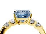 Yellow gold Fancy Blue Princess  Brilliant Cut Diamond Five-Stone Prong Set Engagement Ring with Channel Band_7
