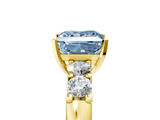 Yellow gold Fancy Blue Princess  Brilliant Cut Diamond Five-Stone Prong Set Engagement Ring with Channel Band_8