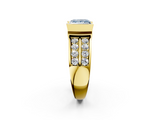 Yellow gold Fancy Blue Princess  Brilliant Diamond Channel Set Wide Band Ring with Bezel Setting_22