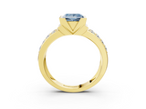 Yellow gold Fancy Blue Princess  Brilliant Diamond Channel Set Wide Band Ring with Bezel Setting_23