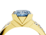 Yellow gold Fancy Blue Princess  Brilliant Diamond Channel Set Wide Band Ring with Bezel Setting_24