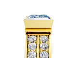 Yellow gold Fancy Blue Princess  Brilliant Diamond Channel Set Wide Band Ring with Bezel Setting_25
