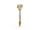 Yellow gold Fancy Blue Princess  Brilliant Diamond Solitaire with Pavé Band and Four-Prong Setting 3