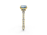Yellow gold Fancy Blue Princess  Brilliant Pavé Band Solitaire with Four-Prong Setting_43