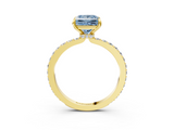 Yellow gold Fancy Blue Princess  Brilliant Pavé Band Solitaire with Four-Prong Setting_44