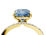 Yellow gold Fancy Blue Princess  Brilliant Pavé Band Solitaire with Four-Prong Setting_45