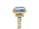 Yellow gold Fancy Blue Princess  Brilliant Pavé Band Solitaire with Four-Prong Setting_46