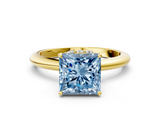 Yellow gold Fancy Blue Princess  Brilliant Solitaire Engagement Ring with Six-Prong Setting and Classic Band_19