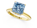 Yellow gold Fancy Blue Princess  Brilliant Solitaire Engagement Ring with Six-Prong Setting and Classic Band_20