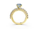 Yellow gold Fancy Blue Princess  Brilliant Solitaire with Pavé Band and Four-Prong Setting_44