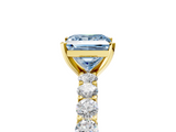 Yellow gold Fancy Blue Princess  Brilliant Solitaire with Pavé Band and Four-Prong Setting_46