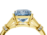 Yellow gold Fancy Blue Princess  Brilliant Solitaire with Pave Band and Four-Prong Setting_23