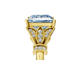 Yellow gold Fancy Blue Princess  Brilliant Solitaire with Pave Band and Four-Prong Setting_24