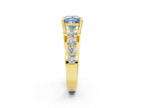 Yellow gold Fancy Blue Princess  Brilliant Solitaire with Side Stones on a Pave Band and Four-Prong Setting_26