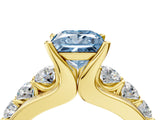 Yellow gold Fancy Blue Princess  Brilliant Solitaire with Side Stones on a Pave Band and Four-Prong Setting_28