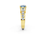 Yellow gold Fancy Blue Princess  Brilliant Solitaire with Side Stones on a Pave Band and Four-Prong Setting_39
