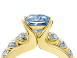 Yellow gold Fancy Blue Princess  Brilliant Solitaire with Side Stones on a Pave Band and Four-Prong Setting_41